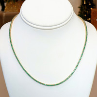 6.82 Ct. Emerald Tennis/Riviere Necklace, 14K Yellow Gold Image