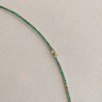 6.82 Ct. Emerald Tennis/Riviere Necklace, 14K Yellow Gold Image