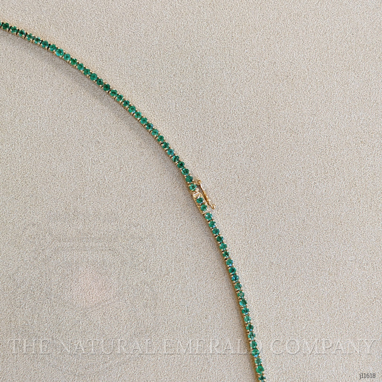 6.82 Ct. Emerald Tennis/Riviere Necklace, 14K Yellow Gold