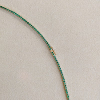 6.82 Ct. Emerald Tennis/Riviere Necklace, 14K Yellow Gold Image