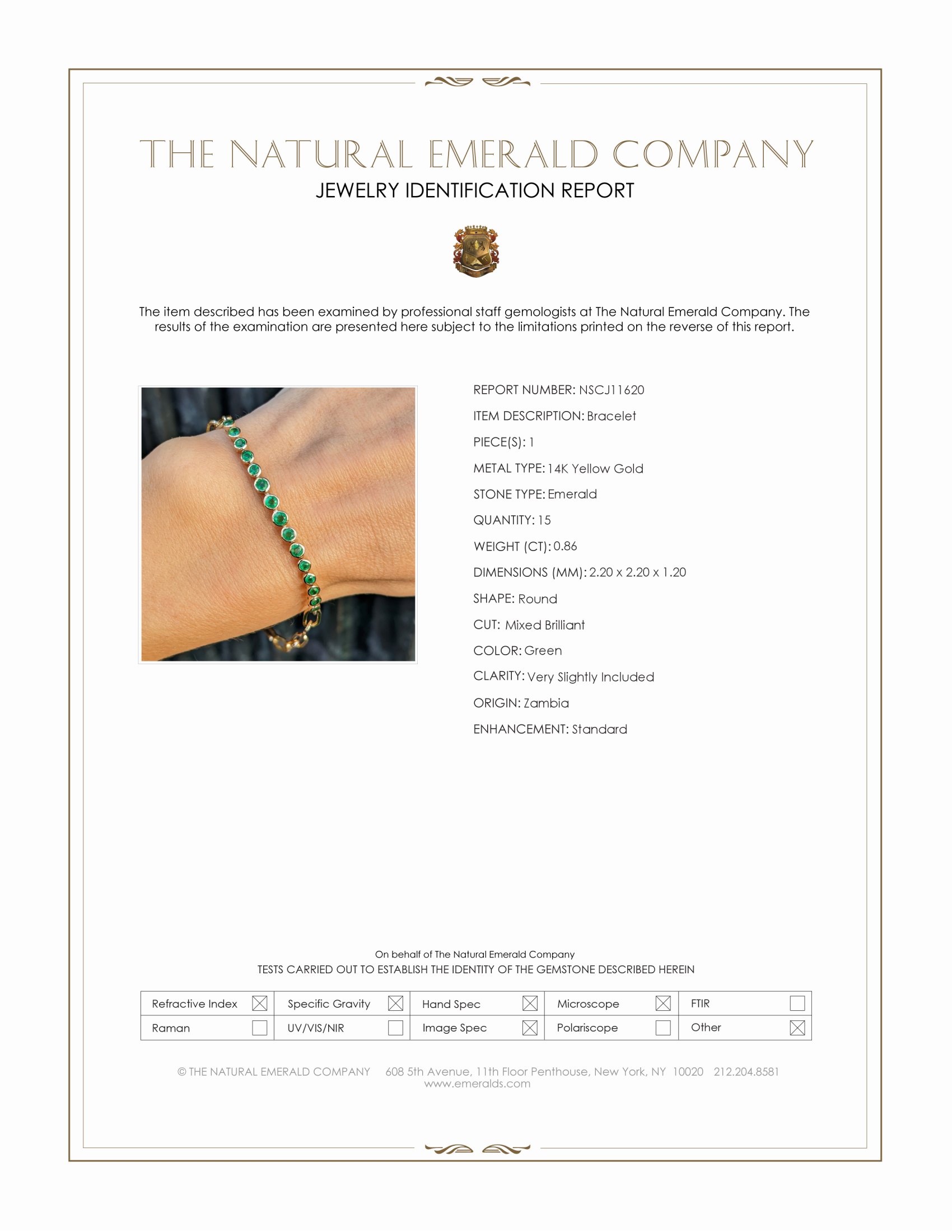 0.86 Ct.Tw. Emerald Bezel Bracelet, 14K Yellow Gold