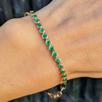 0.86 Ct.Tw. Emerald Bezel Bracelet, 14K Yellow Gold Image