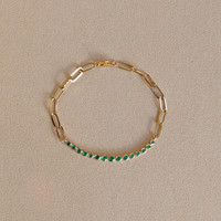 0.86 Ct.Tw. Emerald Bezel Bracelet, 14K Yellow Gold Image