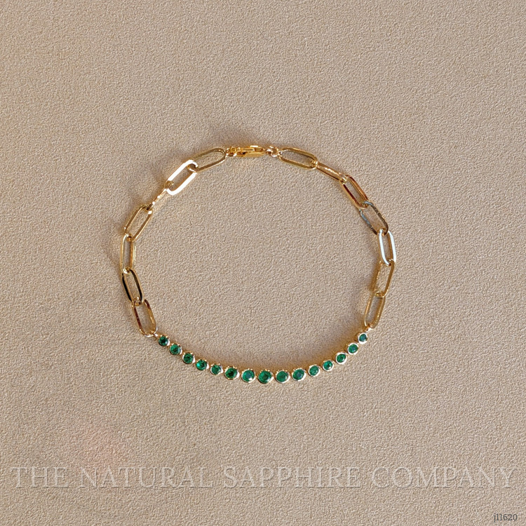 0.86 Ct.Tw. Emerald Bezel Bracelet, 14K Yellow Gold