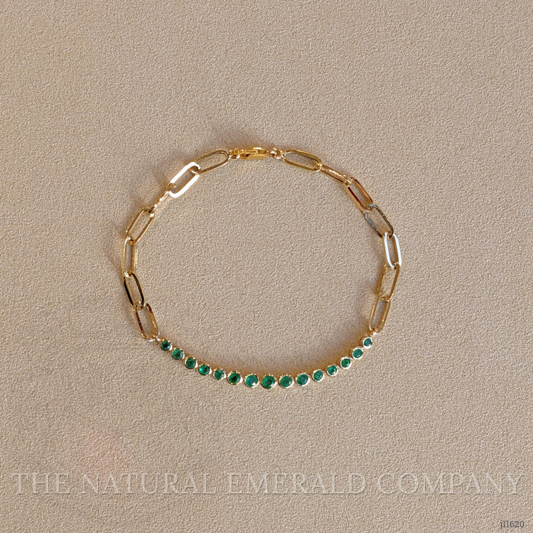 0.86 Ct.Tw. Emerald Bezel Bracelet, 14K Yellow Gold