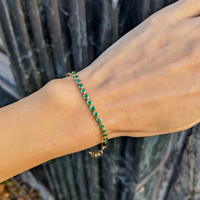 0.86 Ct.Tw.Total Carat Weight Emerald Bezel Bracelet, 14K Yellow Gold Life Style