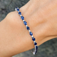 7.38 Ct.Tw. Sapphire 18K White Gold bracelet