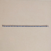 7.38&nbsp;Ct.Tw.Total Carat Weight Blue Sapphire and Natural Diamond Tennis/Line Bracelet, 18K White Gold Image