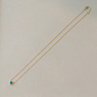 0.47 Ct. Emerald and Natural Diamond Halo Necklace, 14K Yellow Gold Image