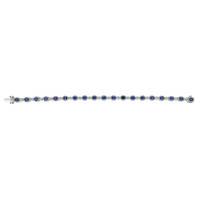 4.07&nbsp;Ct.Tw.Total Carat Weight Blue Sapphire and Natural Diamond Pave Bracelet, 14K White Gold Image