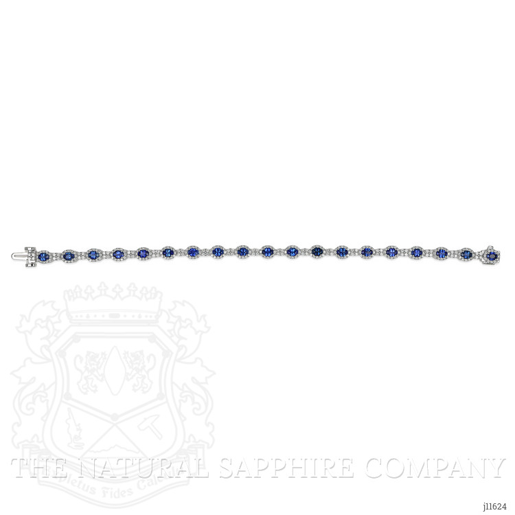 4.07 Ct.Tw. Blue Sapphire and Natural Diamond Pave Bracelet, 14K White Gold