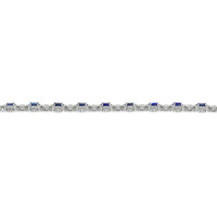 4.07&nbsp;Ct.Tw.Total Carat Weight Blue Sapphire and Natural Diamond Pave Bracelet, 14K White Gold Image
