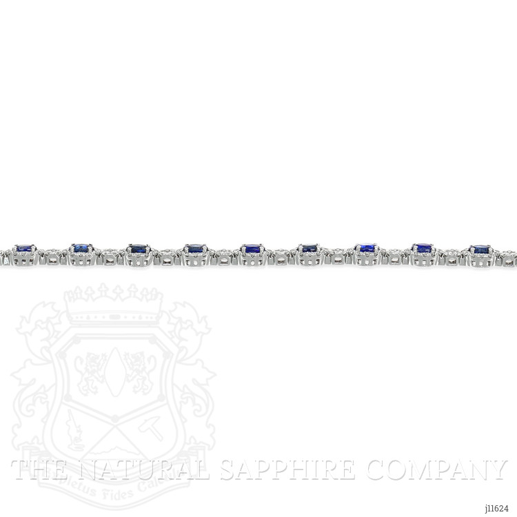 4.07 Ct.Tw. Blue Sapphire and Natural Diamond Pave Bracelet, 14K White Gold