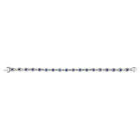 4.07&nbsp;Ct.Tw.Total Carat Weight Blue Sapphire and Natural Diamond Pave Bracelet, 14K White Gold Image
