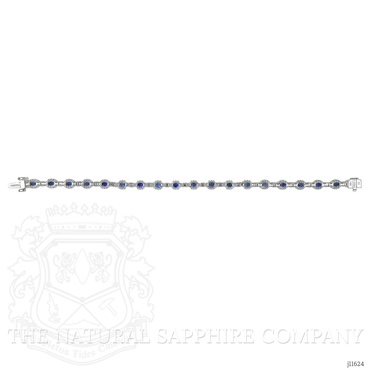 4.07 Ct.Tw. Blue Sapphire and Natural Diamond Pave Bracelet, 14K White Gold