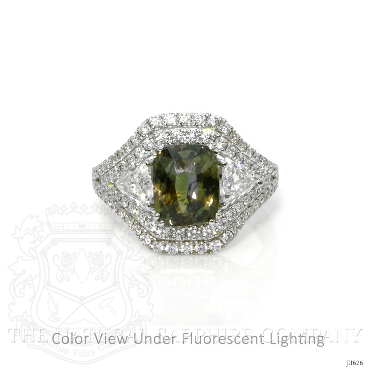 3.04 Ct. Alexandrite Natural Diamond Three Stone Ring, 18K White Gold