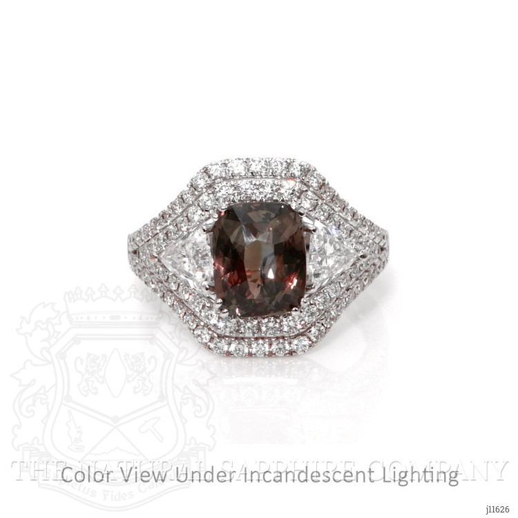 3.04 Ct. Alexandrite Natural Diamond Three Stone Ring, 18K White Gold