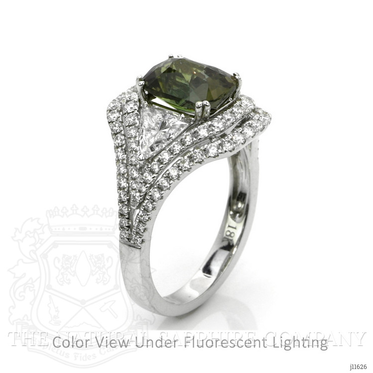 3.04 Ct. Alexandrite Natural Diamond Three Stone Ring, 18K White Gold