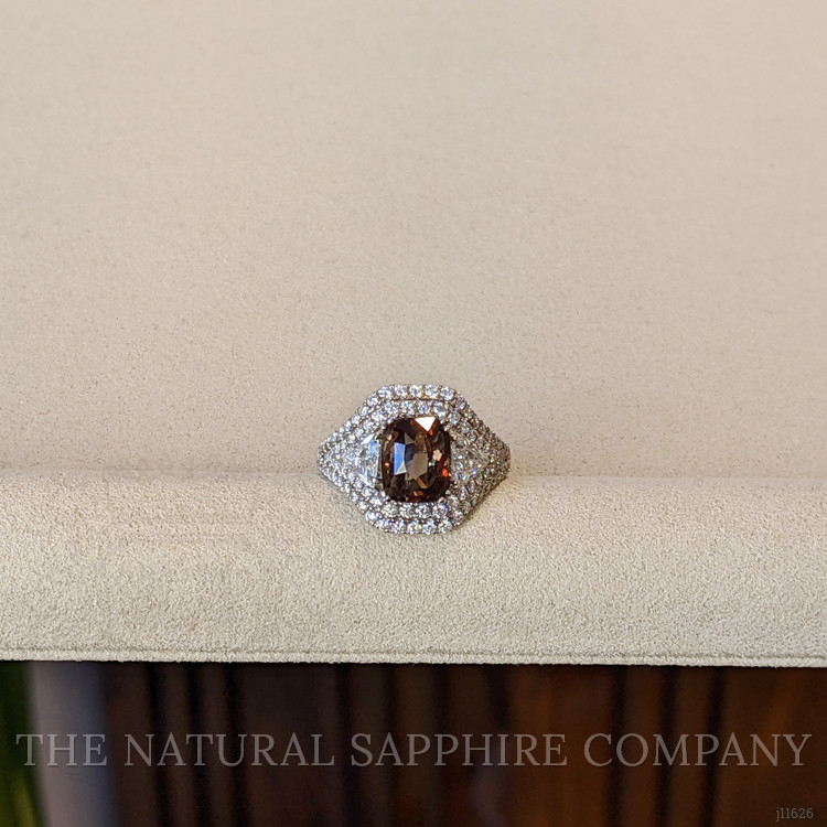 3.04 Ct. Alexandrite Natural Diamond Three Stone Ring, 18K White Gold