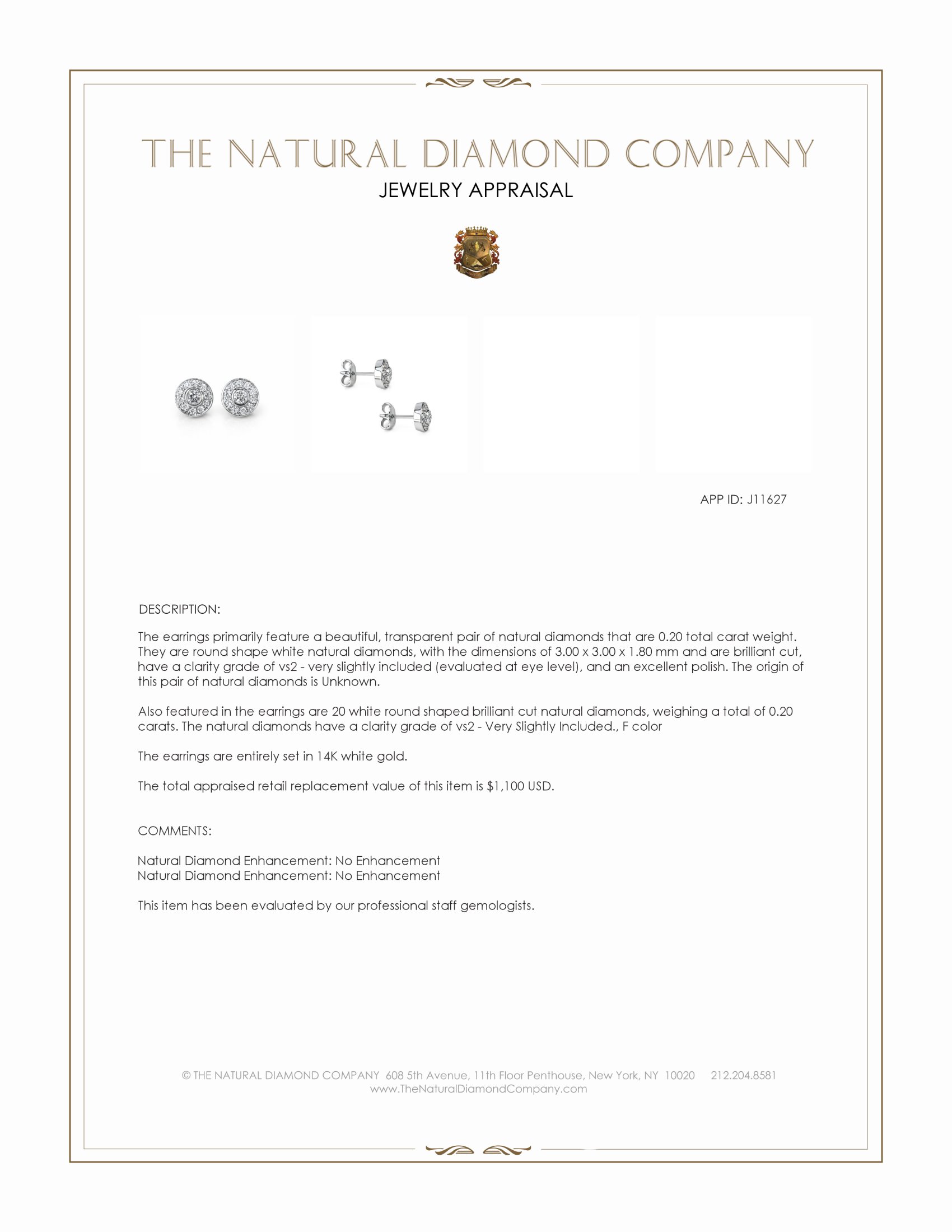 0.20 Ct.Tw. Natural Diamond Pave Earrings, 14K White Gold