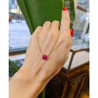 1.54 Ct. Pinkish Red Ruby Bezel Necklace, 14K Yellow Gold Life Style