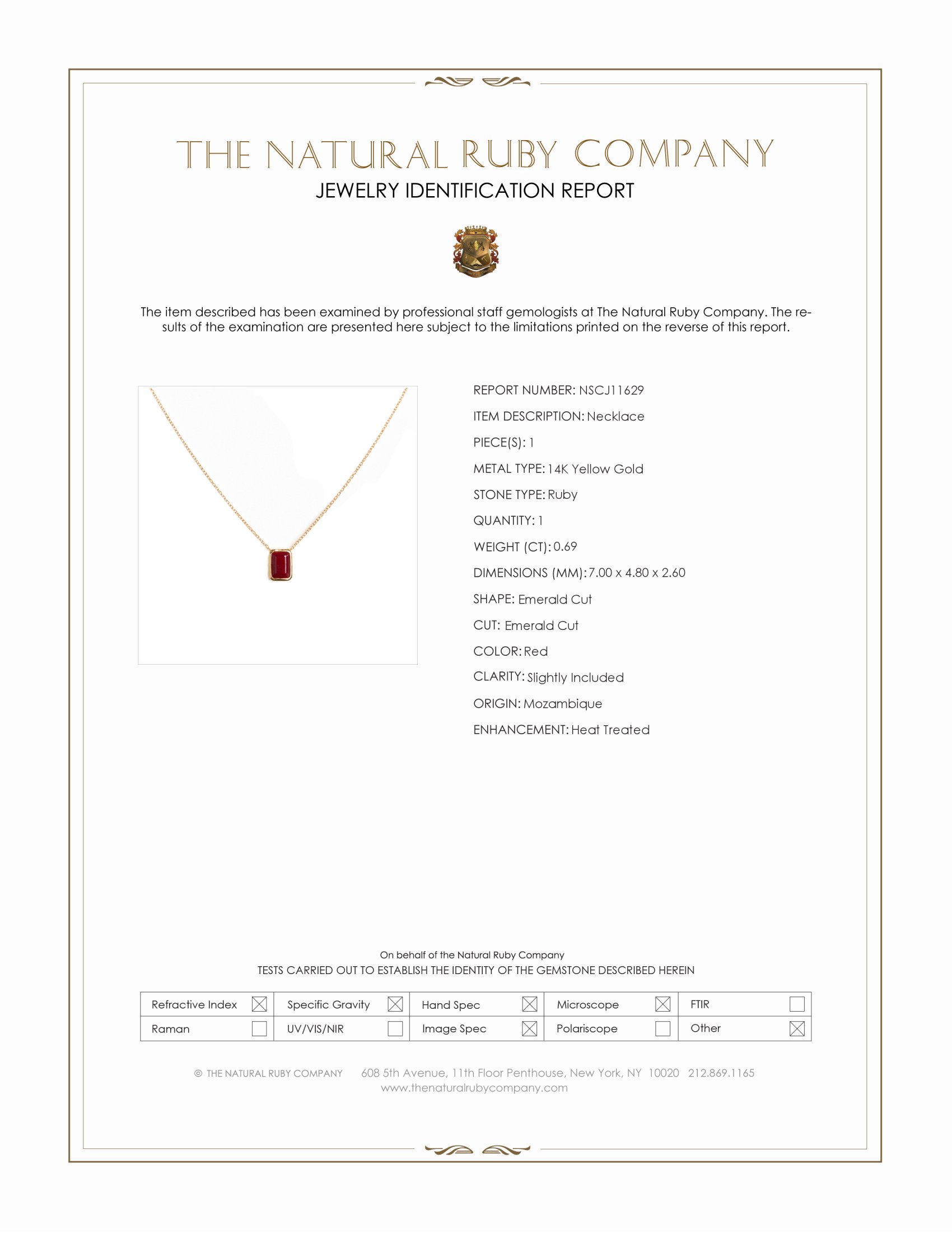 0.69 Ct. Ruby Bezel Necklace, 14K Yellow Gold