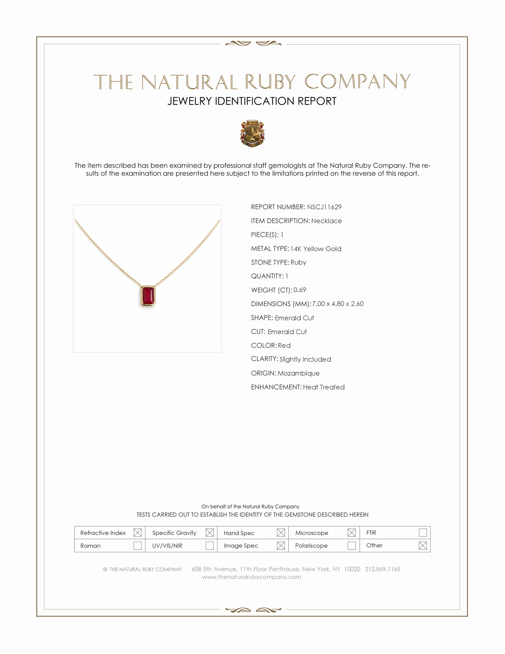 0.69 Ct. Ruby Bezel Necklace, 14K Yellow Gold