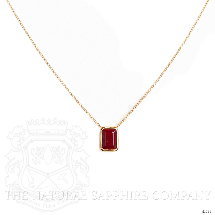 0.69 Ct. Ruby Bezel Necklace, 14K Yellow Gold