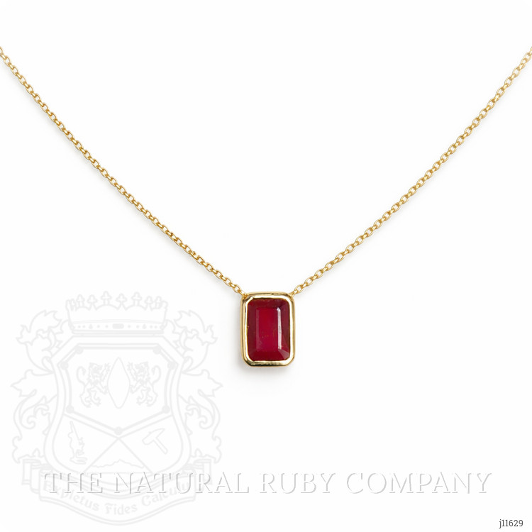 0.69 Ct. Ruby Bezel Necklace, 14K Yellow Gold