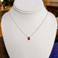 0.69 Ct. Ruby Bezel Necklace, 14K Yellow Gold Image