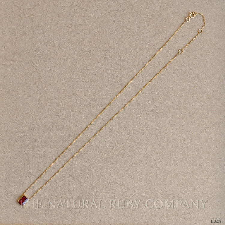 0.69 Ct. Ruby Bezel Necklace, 14K Yellow Gold