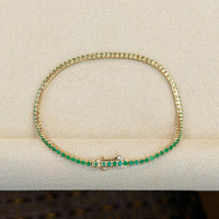 1.88&nbsp;Ct.Tw.Total Carat Weight Emerald Tennis/Line Bracelet, 14K Yellow Gold Image