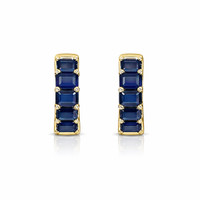 2.80&nbsp;Ct.Tw.Total Carat Weight Blue Sapphire Hoops Earrings, 14K Yellow Gold Image