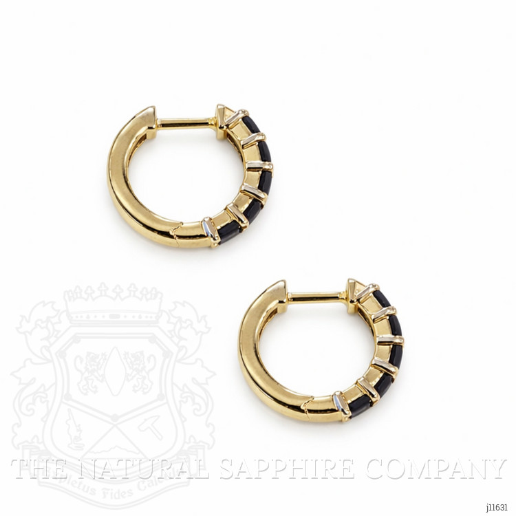 2.80 Ct.Tw. Blue Sapphire Hoops Earrings, 14K Yellow Gold