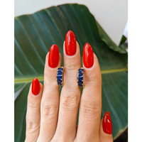 2.80 Ct.Tw.Total Carat Weight Blue Sapphire Hoops Earrings, 14K Yellow Gold Life Style