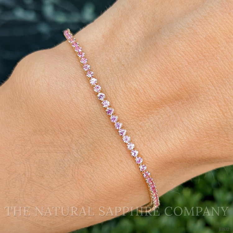 1.77 Ct.Tw. Pink Sapphire Tennis/Line Bracelet, 14K Yellow Gold