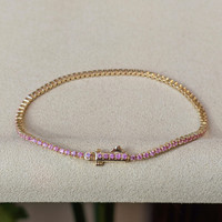 1.77&nbsp;Ct.Tw.Total Carat Weight Pink Sapphire Tennis/Line Bracelet, 14K Yellow Gold Image