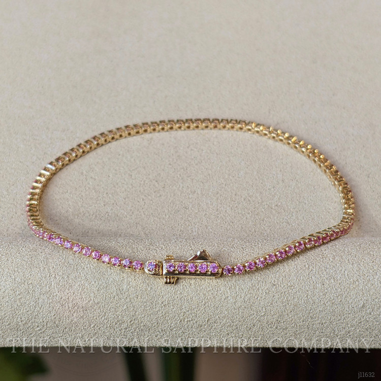 1.77 Ct.Tw. Pink Sapphire Tennis/Line Bracelet, 14K Yellow Gold