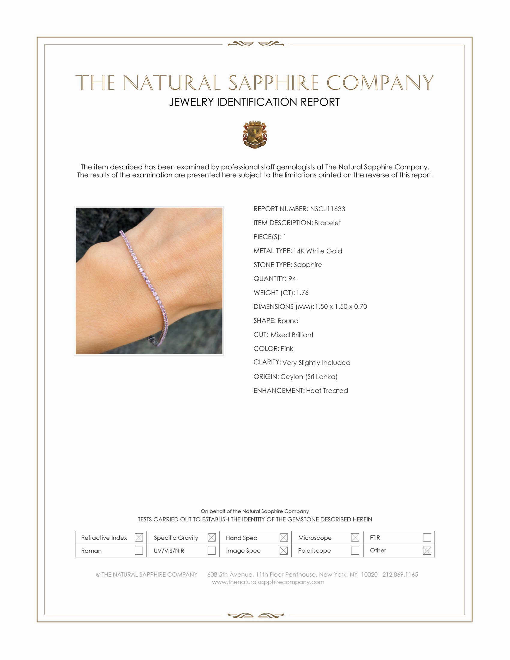 1.76 Ct.Tw. Pink Sapphire Tennis/Line Bracelet, 14K White Gold