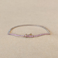 1.76&nbsp;Ct.Tw.Total Carat Weight Pink Sapphire Tennis/Line Bracelet, 14K White Gold Image