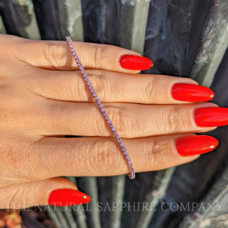 1.76 Ct.Tw. Pink Sapphire Tennis/Line Bracelet, 14K White Gold