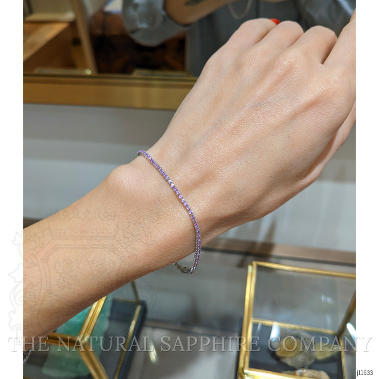 1.76 Ct.Tw. Pink Sapphire Tennis/Line Bracelet, 14K White Gold