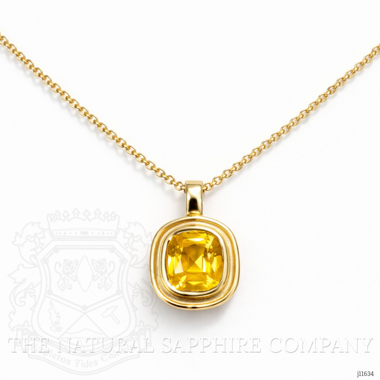 3.87 Ct. Yellow Sapphire Bezel Pendant, 14K Yellow Gold