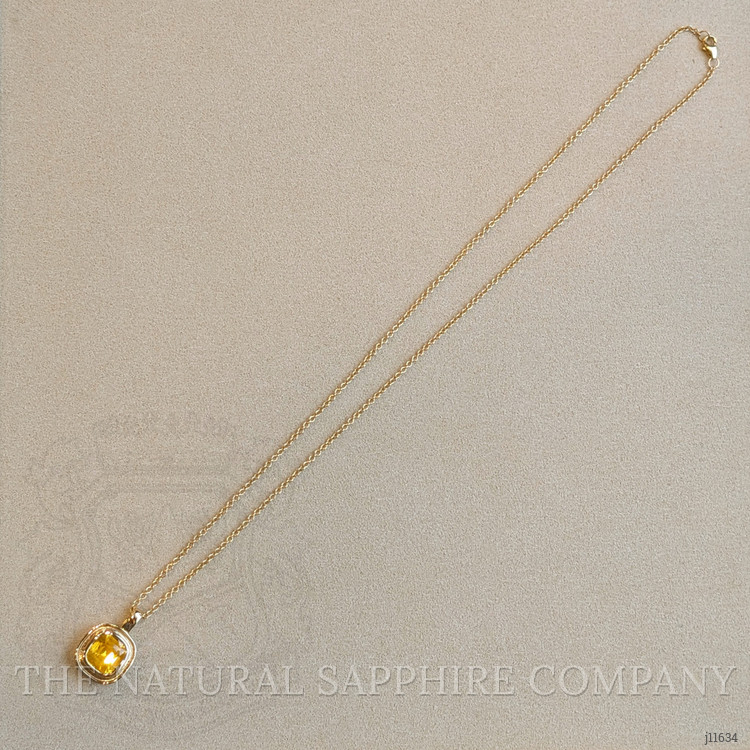 3.87 Ct. Yellow Sapphire Bezel Pendant, 14K Yellow Gold