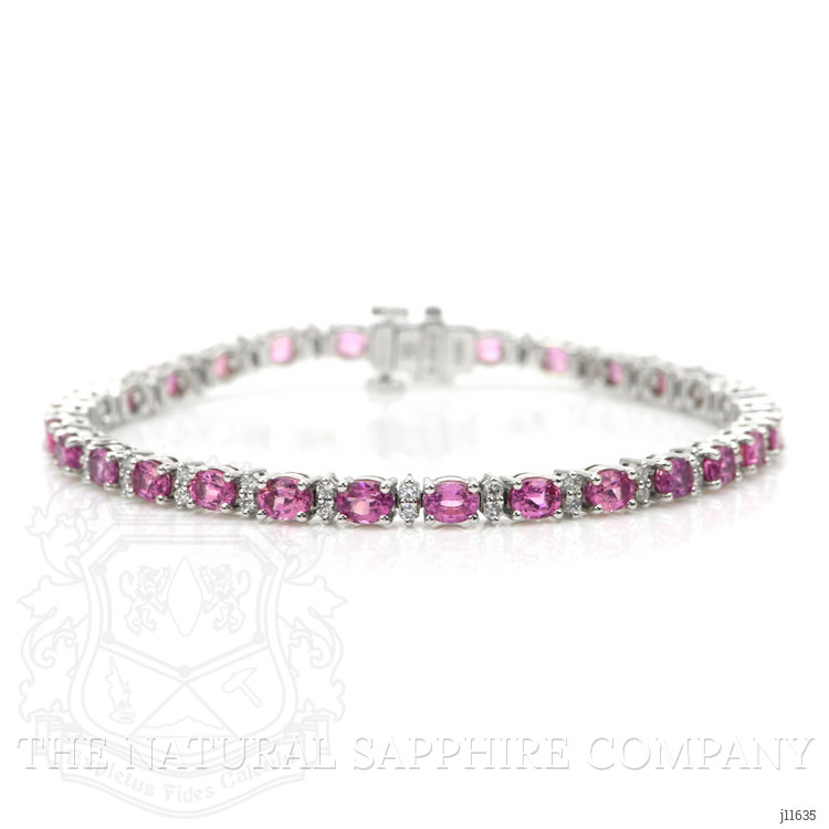 6.69 Ct.Tw. Pink Sapphire and Natural Diamond Tennis/Line Bracelet, 14K White Gold