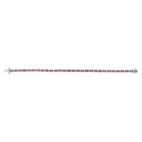 6.69&nbsp;Ct.Tw.Total Carat Weight Pink Sapphire and Natural Diamond Tennis/Line Bracelet, 14K White Gold Image