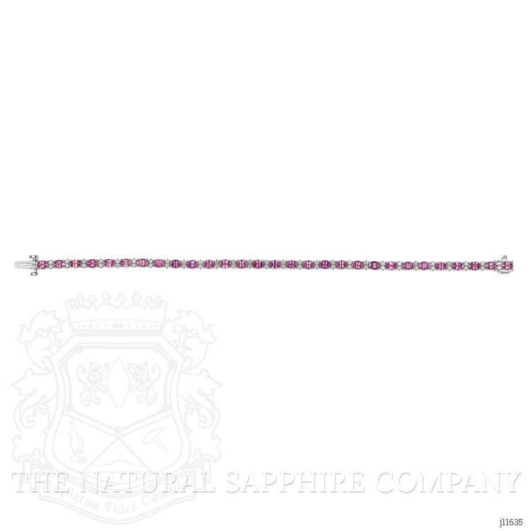 6.69 Ct.Tw. Pink Sapphire and Natural Diamond Tennis/Line Bracelet, 14K White Gold