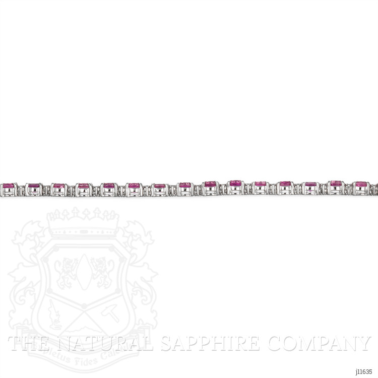 6.69 Ct.Tw. Pink Sapphire and Natural Diamond Tennis/Line Bracelet, 14K White Gold