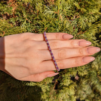 6.69&nbsp;Ct.Tw.Total Carat Weight Pink Sapphire and Natural Diamond Tennis/Line Bracelet, 14K White Gold Life Style