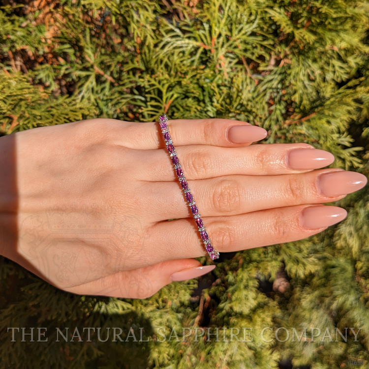 6.69 Ct.Tw. Pink Sapphire and Natural Diamond Tennis/Line Bracelet, 14K White Gold